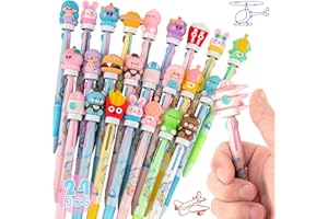 PGPBW 24 Penne Multicolori 3 Colori,Fidget Spinner Penne a Tema Animali,Penna Antistress,Gadget Compleanno Bambini,Regalini Fine Festa Compleanno Bambini