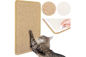 BULANGDE Grattoir en Sisal avec Sanglé Auto-adhésif, Résistant Griffoir de Haute Qualité pour Chat - Tapis Beige pour Protéger Canapés, Portes et Meubles (40 * 60cm)
