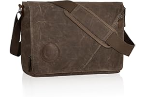 Eshow Messenger Bags Waterproof 13-15.6 Inch Laptop, Shoulder Bag with Multiple Pockets for Men Women, Canvas Satchel for Work School Travel Daily Use