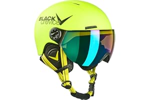 BLACK CREVICE Casco de esquí para niños Leogang I Casco esquí con viseraestilo piloto I Casco Snowboard para niños y niñas I Casco esquí Transpirable I Tamaño Ajustable
