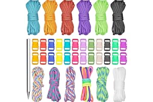 Wandefol 12 färger, 3 m paracord-snöre, 550 multifunktions-paracordrep-set med 24 spännen för gör-det-själv-hantverk, överlevnad, camping, alla åldrar