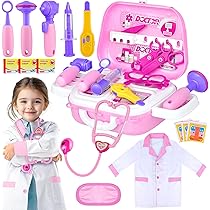 Dzrige Kids Doctor Playset - Doctor Nurse Costume With Apron & Headdress For Role Play