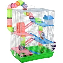 PawHut Cage pour Hamster Rongeur 4 étages avec Tunnels mangeoire ...
