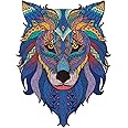 Sim and Sam's Unique 200pc Wooden Jigsaw Puzzle - Animal 3D Puzzle and Stand for Kids and Adults (Wolf)