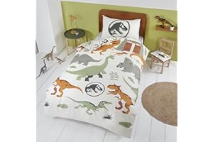 Coco Moon Jurassic World Dinosaur Duvet Bedding Set Ideal Boys and Toddler Dinosaurs Kids Bedroom Accessories Gifts Present (Junior)