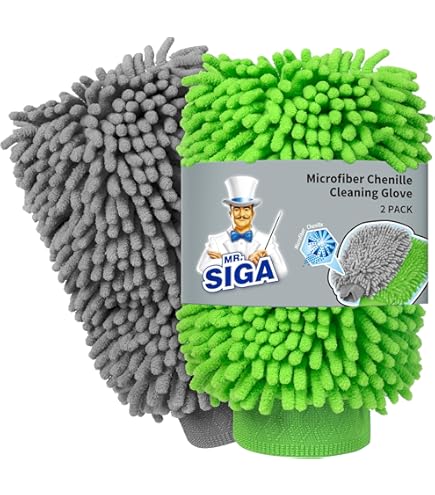 Gants De Lavage Voiture En Microfibre Chenille - 2 Pièces, Absorbants Et Sans Rayures