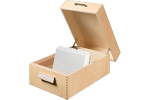 ‎HAN HAN Holz-Karteikasten für 1500 DIN A5 quer Karteikarten inkl. 1 Metallblattstütze, mit Beschriftungsfeld und Metallboden, FSC zertifiziertes Holz, hochwertige premium Qualität, 1005, Naturholz