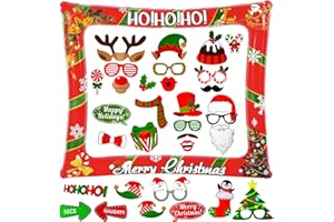 AIYONG Weihnachten Aufblasbarer Bilderrahmen mit 32 PCS Foto Requisiten, Weihnachten Photo Booth Accessoires, Selfie Rahmen für Weihnachtsfeier, Merry Chrismas Foto Requisitenm, Weihnachtsfeierdekorationen