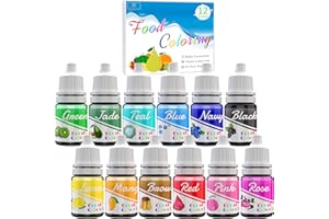 DECORROM Coloranti Alimentari 12 Colori - Colorante Alimentare Liquido per Cuocere, Decorare, Colorare Zucchero e Cucinare - Coloranti Alimentari Concentrati per Glassa, Soap e Aerografo - 6ml Ciascuno