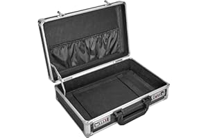 GODLONSEN Lockable Storage Box - 14.2 x 9.4 x 4.5 Inch, Document Storage, Briefcase for Men, File Organiser with Dual Combination Locks for Personal Items, Cash, Documents, Laptop - Black