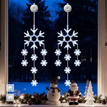 6 LED Saugnapf-Fensterlichter Für Weihnachten – Weihnachtsbaum, Schneeflocke, Elch & Mehr | Energieeffizient & Einfach Anzubringen