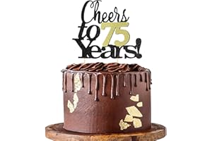 Sumerk Cheers to 75 Years Cake Topper 75th Birthday Cake Toppers Wedding Anniversary Party Decorations Supplies - 1 Pack
