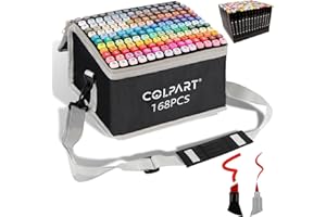 COLPART Feutres à Alcool 120+2 Brush Couleurs Vives, Double Pointe, Pochette de Transport. TwinMarkers Parfaits pour Art et Coloriage Adulte