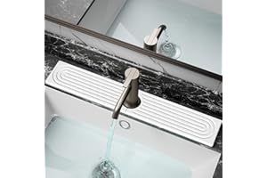 ZEPHYRHOME Tappetino lavello cucina in pietra diatomite ultra assorbente asciugatura rapida tappetino per rubinetto anti-scivolo paraspruzzi lavandino cucina e bagno tappetino drenante riutilizzabile 60x10cm