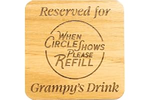 MORNNG CUPPA LAUGH SHARE REPEAT Coaster Reserved For Grandad, Gramps, Grampy, Granda, Grandpa. Great gift idea for a special man for Christmas, Birthday, Fathers Day and More (Grampys Oak Veneer)