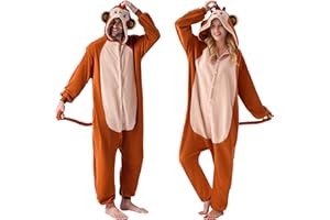 Spooktacular Creations Unisex Adult jumpsuit Plush Costume with Hat Tail for Dress Up Role Play Halloween Costum-XL Pink