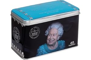 NEW ENGLISH TEAS Latta da tè commemorativa del Giubileo della Regina Elisabetta II 2022 con 40 bustine di tè per la colazione all'inglese