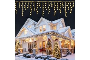AGOTD - Catena luminosa effetto ghiaccio per esterni elettrica, tenda luminosa 400 LED, illuminazione natalizia per esterni, con timer, 8 modalità, funzione memoria per Natale, camera da letto, feste