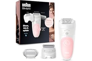 ‎BRAUN Braun Silk-épil 5 Epilierer Damen für Haarentfernung / Haarentferner, Aufsätze für Rasierer, Trimmer und Massage für Körper, Tasche, 5-620, flamingo