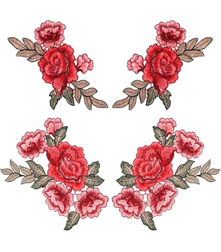 Bestickter Aufnäher „Schädel Rose“ – 5,1x7,5 Cm, Zum Aufbügeln Oder Aufnähen, Hitzeaktivierter Kleber, Maschinenwaschbar