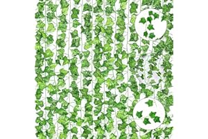 SunTop 2.1m Artificiels Guirlande de Lierre,12* Artificielle Feuille de LierreGuirlande Plantes Vigne Suspendus Mariage Guirlande Faux Feuillage Fleurs Maison Cuisine Jardin