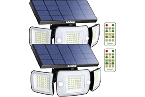 INTELAMP Faretto Led da Esterno Solare 108LEDS 6000mAh Faretti Solari da Esterno 1200LM Luce Led Esterno Lampione con Sensore di Movimento Impermeabile Adatta per Giardino Garage