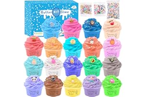 BASYWIIM 19 Pack Butter Slime Kit, DIY Schleim Kit Kids Art Craft, Soft and Stretchy Fluffy Slime, Ideal Gift for Girls Boys Kids
