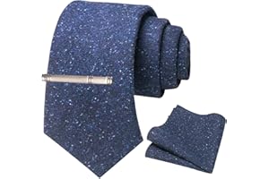 JEMYGINS Cravatta Uomo di Lana in Diversi Colori con Fazzoletto e Fermacravatta