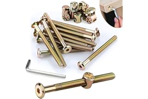 SWTYExt 12pcs Furniture Screws M6x70 mm Include Bed Bolts 70 mm Barrel Nuts M6 with Hex Key Furniture Bolts Zinc Plated Screws M6 Hex Socket Head Bed Screws and Bolts for Beds Cots Chairs