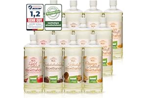 ‎KIESELGREEN KieselGreen Bioethanol 12 x 1 Liter mit Duft für Ethanol-Kamin, viele Sorten - Bio Ethanol als Raumduft in vielen Duftnoten - Parfüm für Bio Ethanol Kamin Indoor oder Bioethanol Tischfeuer (M4)