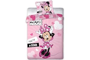 AYMAX S.P.R.L. Parure da letto Disney Minnie Star – Copripiumino 140 x 200 cm + federa 63 x 63 cm