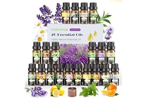 ‎COPOWER Ätherische Öle Set, COPOWER 20 x10mL Aroma Diffuser Öl, 100% Naturrein Geschenkset Duftöle für Diffuser, Humidifier, Massage - Lavendel, Eukalyptus, Weihrauch, Zitronengras, Bergamotte