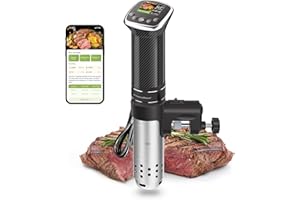 ‎KITCHENBOSS KitchenBoss Sous Vide Stick Garer：WiFi Präzisionskocher App-Steuerung Sous Vide Stab 1100W Zirkulation 40℃-90℃ Temperaturbereich IPX7 Wasserdicht TFT Touch Display Ultra-leise Tauchzirkulator