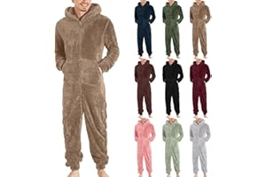 pvucpot Herren Paar Jumpsuit Kuschelig Lustig Lang Pyjama Winter Warm Plüsch Overall Schlafoverall Reißverschluss Teddy Fleece Einteiler Onesie Einteiler Onesie Schlafanzug