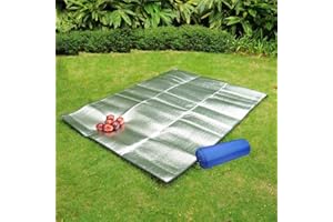 SBYMX Aluminum Picnic Mat Blanket Waterproof Foldable Double-Sided Foil Sleeping Pad for Camping(200 x 150 cm)