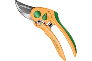 GRÜNTEK Secateurs Flamingo, Teflon Coated Blade, Adjustable Width, Bypass Pruning Shears, Anti-Slip Handle
