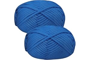 ‎RENYIZ Häkelgarn Baumwolle Häkelwolle Chenille Wolle zum Häkeln 2 X 50g Häkelwolle, Indigo Yarn Dickes Baumwoll-Nylon-Mischgarn