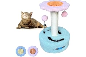EL ÁTICO PETS Arbol Rascador para Gatos. Rascador Gato Pequeño de 35 CM. Torre para Gatos con 2 Bolas de Juego. Arranhador para Gatos. Arbol Gato en Forma de Flor