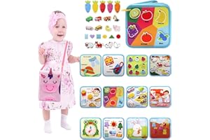 Meafeng Busy Board Montessori Spielzeug ab 1 2 3 Jahre, 12 in 1 Activity Board für Kleinkinder, Motorikspielzeug für Frühe Bildung, Sensorik, Baby, Lernspielzeug für Reise Auto Flugzeug(Einhorn)