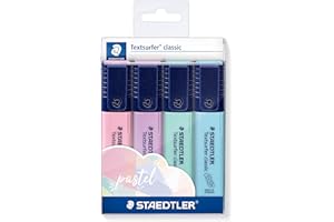 Staedtler 364 CWP4PA. Rotuladores fluorescentes Textsurfer. Estuche con 4 marcadores de colores pastel.