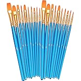 BOSOBO Paint Brushes Set, 2 Pack 20 Pcs Round-Pointed Tip Paintbrushes Nylon Hair Artist Acrylic Paint Brushes for Acrylic Oi