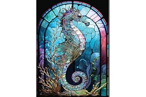 TOSTOG Diamond Painting Kit pour Adulte Débutant,Hippocampe 5D Diamant Painting Images Ronde Diamond Peinture Diamant Adulte,Cristal Débutant Art Set pour Décoration Murale Maison 30x40cm