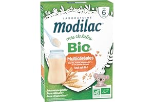 Modilac - Céréales Bio Multicéréales - Sans Sucres Ajoutés*, Sans Huile de Palme - Idéal pour la Diversification de l'Alimentation - Dès 6 Mois - Lot de 7x250g