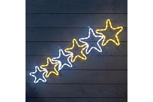 Christow Star Christmas Light Outdoor Decoration, Energy Efficient LED Rope Light, Wall Mountable Silhouette, Mains Operated, 106cm (Warm White & White)