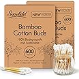 1,200pcs Bamboo Cotton Buds for Ear Cleaning - Multipurpose Wool Bud for Makeup Application - Bamboo Handle Cotton Swabs for Baby Care, Craft Use, Personal Hygiene, Precision Cleaning 7.25cm Sticks