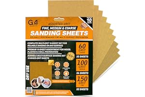 G4GADGET 10 Assorted 3 X COARSE 4 X Medium 3 X FINE Painting Decoration Work Home GRIT Sandpaper Sheets Sanding Papers