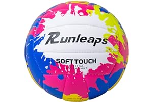 Runleaps Beach Volleyball Official Size 5 Soft Waterproof Volleyball Sand Sports PU Ball for Indoor, Outdoor, Pool, Gym, Training