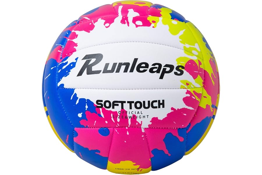 Runleaps Beach Volleyball Official Size 5 Soft Waterproof Volleyball Sand Sports PU Ball for Indoor, Outdoor, Pool, Gym, Training