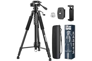 Trépied Laser réglable CIGMAN à 4 Sections s'étendant de 32" à 60" avec tête panoramique à 3 Voies, Supports et Supports 1/4" et 5/8" - pour appareils Photo, téléphones Portables, Niveaux Laser