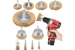 ALTAMEJOR Set di 15 spazzole metalliche per trapano, spazzola metallica da 6 mm, spazzola metallica con asta esagonale, per levigatura, lucidatura, rimozione della ruggine, pulizia